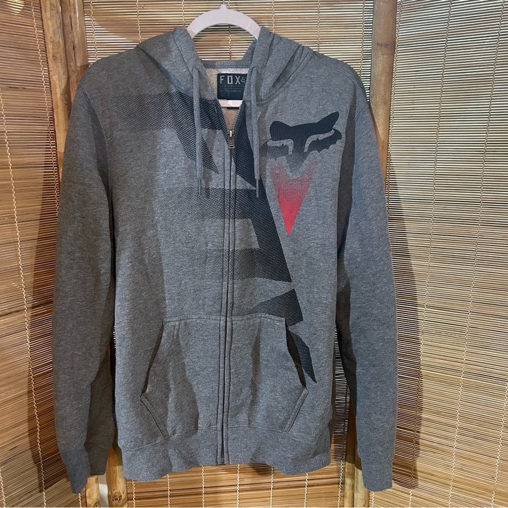 Men’s Size Small Fox Zip Up Grey with Logo